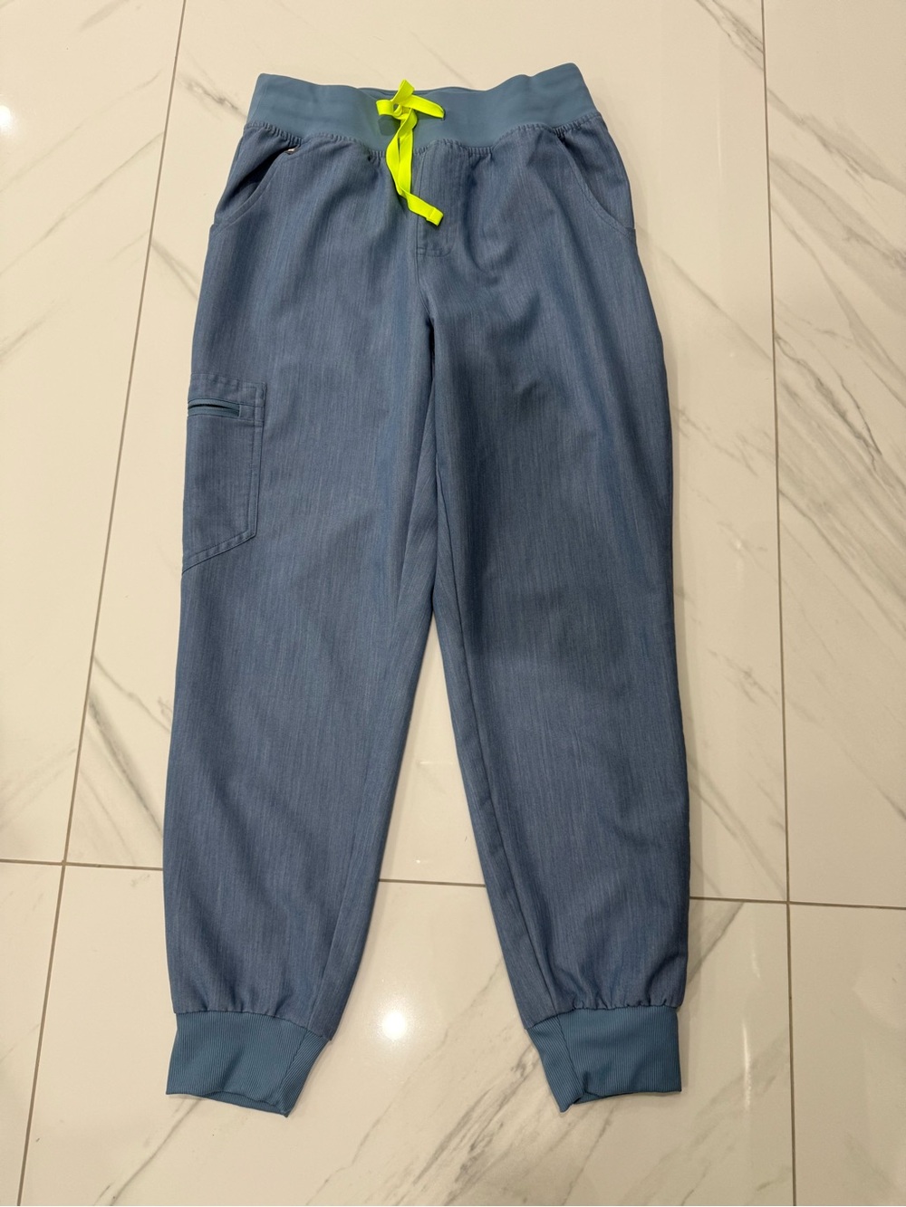 FIGS Zamora high waisted, small petite in heather indigo